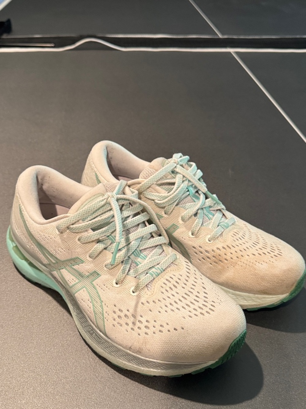Asics Women's Running Shoes in Mint Green and Cream